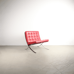 Knoll Barcelona Fauteuil Rood Leer – Chroom