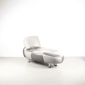 Leolux Kikko Chaise Lounge Grijs/Antraciet Leer – Geblokt