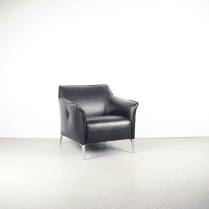 Leolux Mayon Fauteuil Zwart Leer – Staal