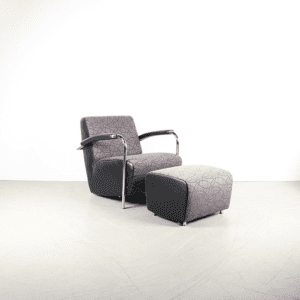Leolux Scylla Fauteuil Laag Grijs Rondjesmotief+ Hocker