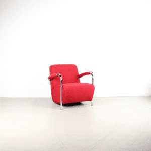 Leolux Scylla Fauteuil Laag Rood Stof – Chroom