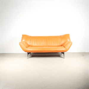 Leolux Tango 3-zits/223cm Bank Oranje Leer – Gepolijst