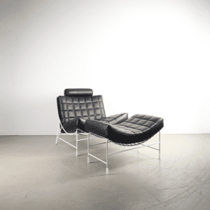 Leolux Volare Fauteuil + Hocker Zwart - Leer