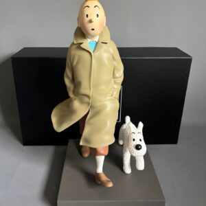 Kuifje in regenjas en Bobby 60 cm Nieuw