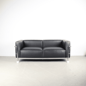 Cassina Le Corbusier LC3 2 Zits Bank Zwart - Leer