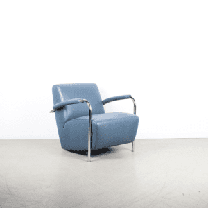 Leolux Scylla Fauteuil Blauw Leer – Chroom
