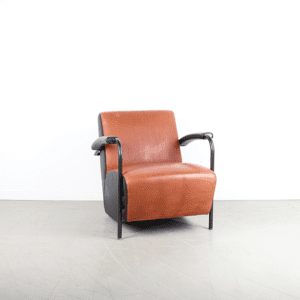 Leolux Scylla Fauteuil Laag Cognac/Zwart Leer – Zwart