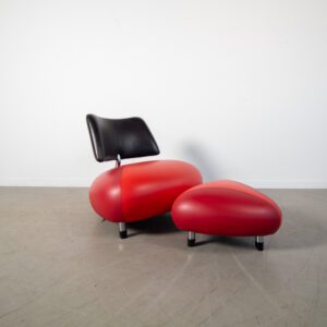 Leolux Pallone Fauteuil + Hocker Rood/Oranje/Zwart