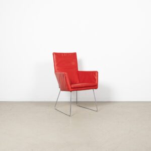 Label Donna Fauteuil Rood Leer - Chroom
